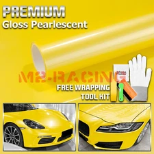 Premium High Gloss Pearl Lemon Yellow Sticker Decal Vinyl Wrap Air Release