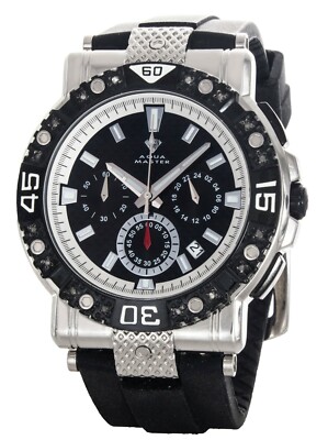 Aqua Master Men's Black Dial Rubber Strap Watch W#332