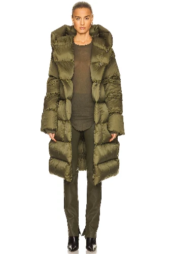Cappotto tampone con cappuccio Rick Owens taglia 44 (US 8) verde