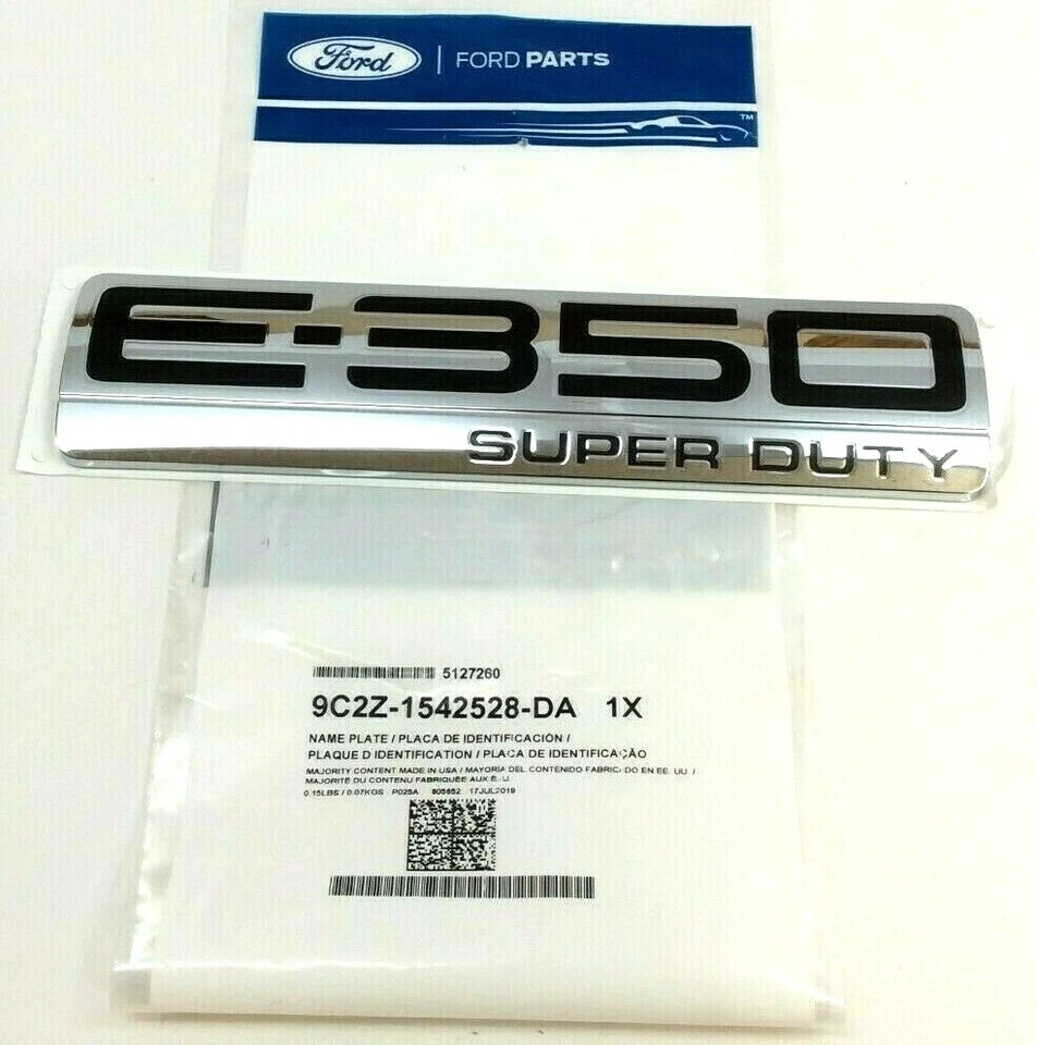 2009-2021 E-350 Super Duty chrome black rear door Nameplate Emblem 9C2Z1542528DA - Image 2 of 4