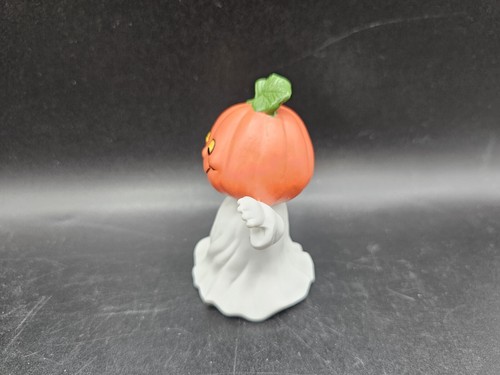 Vintage Ceramic Jack-O-Lantern Pumpkin Ghost 4"Figurine Kitschy Halloween Casper - Picture 2 of 10