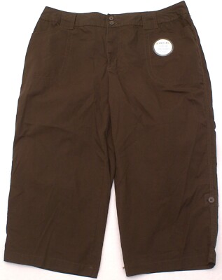 St Johns Bay Roll Up/Roll Down Crop Pants, Dark Brown,  Women s 16W (36X20)