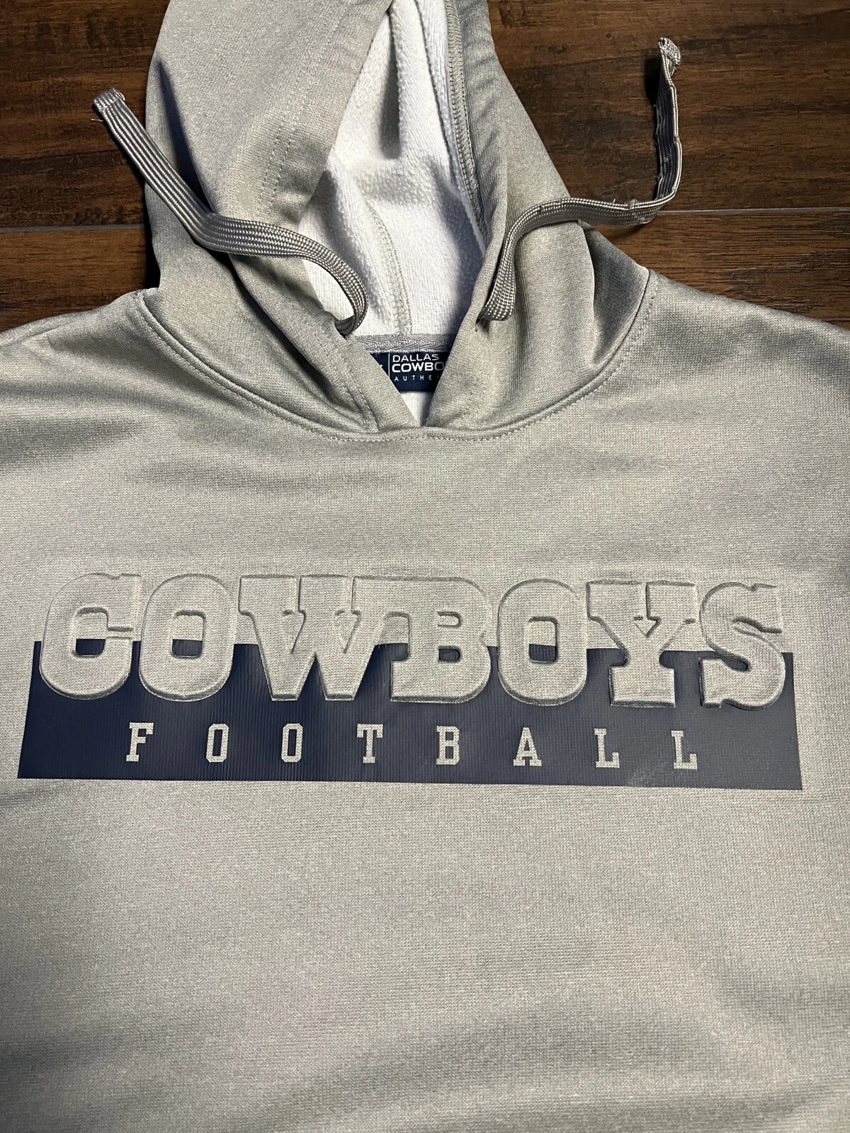 VETEMENTS NFL Dallas Felpa con cappuccio da cowboy da uomo grigio medio blu ricamato