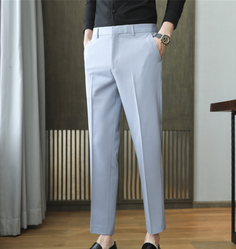 ankle length dress pants mens Ankle Length Slim Fit Dress Pants | Streets of Seoul