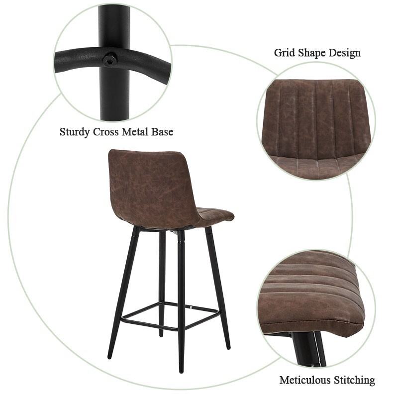 Modern Stool 2x Faux Leather Breakfast Bar Stools Kitchen Chair 65cm
