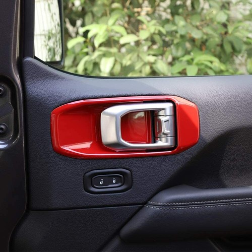 Cubierta de tazón de manija de puerta interior 4 piezas para Jeep Wrangler JL 2018+ 4 puertas rojo - Imagen 3 de 7
