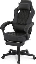 Man Gaming Chair with Retractable Footrest, Ergonomic Adjustable Recliner, Black