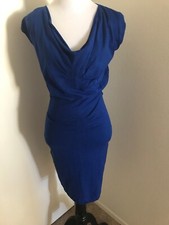 $118 Max Studio Royal Blue Ruched Bodycon Sweater Dress Medium