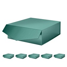 6 Gift Boxes with Lids 9x9x3.4 Inches, Green Groomsmen Proposal Boxes with Ma...