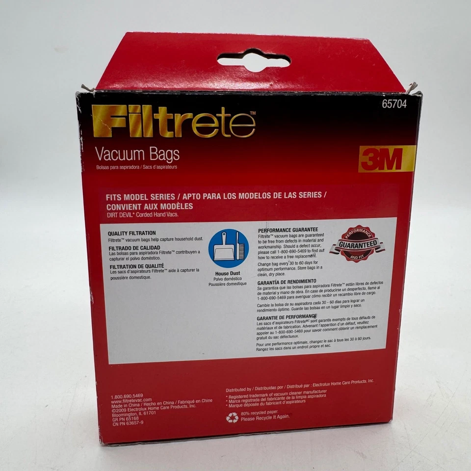 Filtrete 3M Dirt Devil G Vacuum Bags Bolsas Aspiradora 65704 Corded Hand Vacs - Image 4 of 4