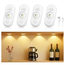 LED Motion Sensor Puck Lights Small Rechargeable Under Cabinet Light Dimmable...