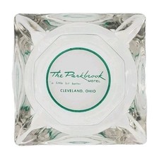 Vintage Glass Marketing Ashtray / The Parkbrook Motel / Cleveland Ohio OH