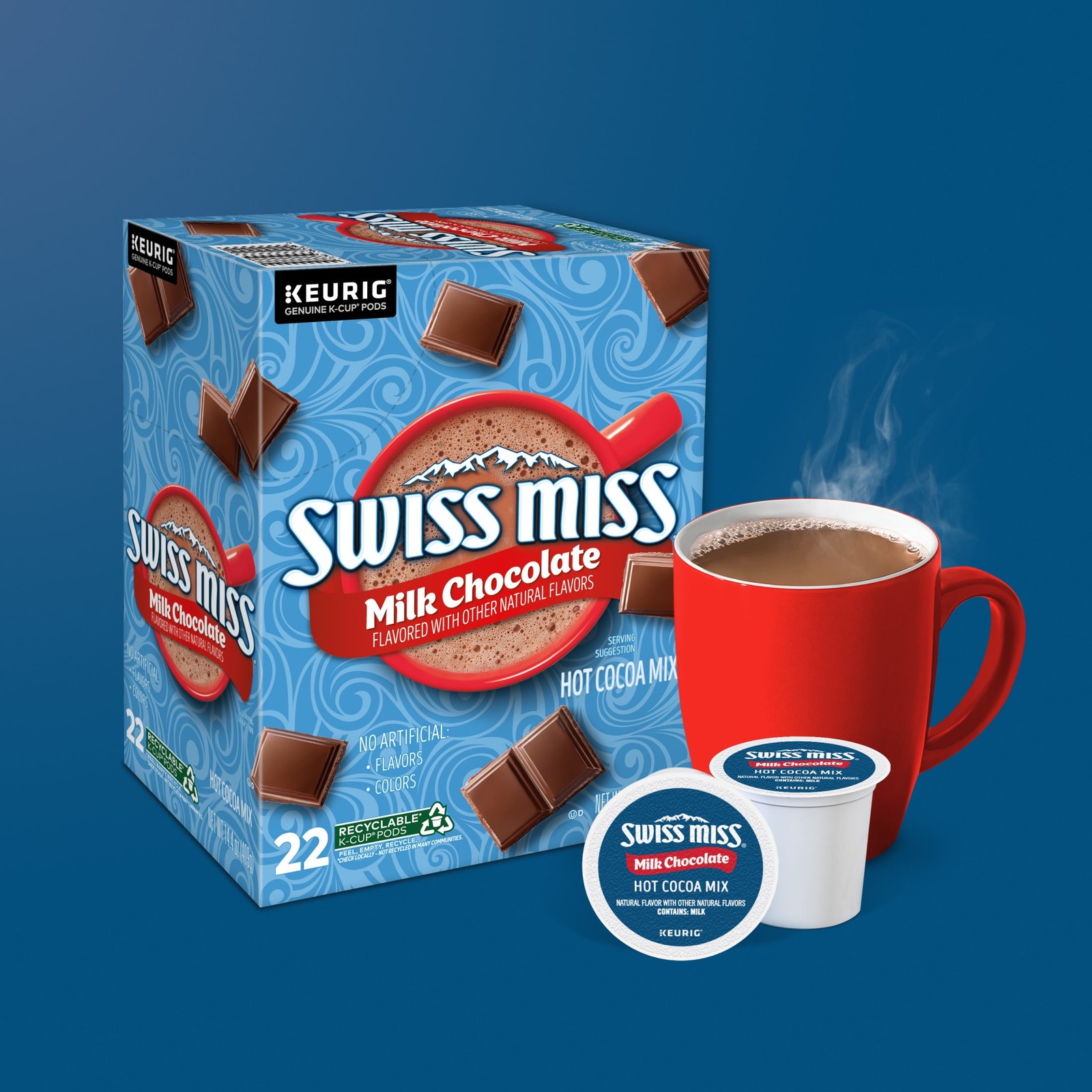 Swiss Miss Milk Chocolate Hot Cocoa, K-Cup Pods, 22 Count