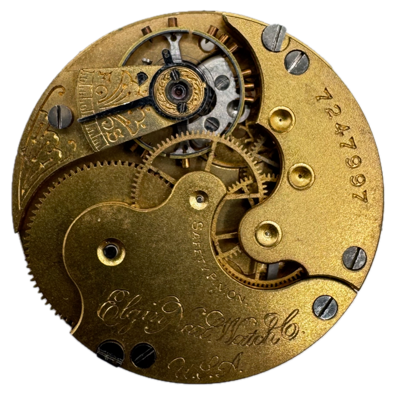 Antique 1898 Elgin 7 Jewel Hunter Pocket Watch Movement 109 USA