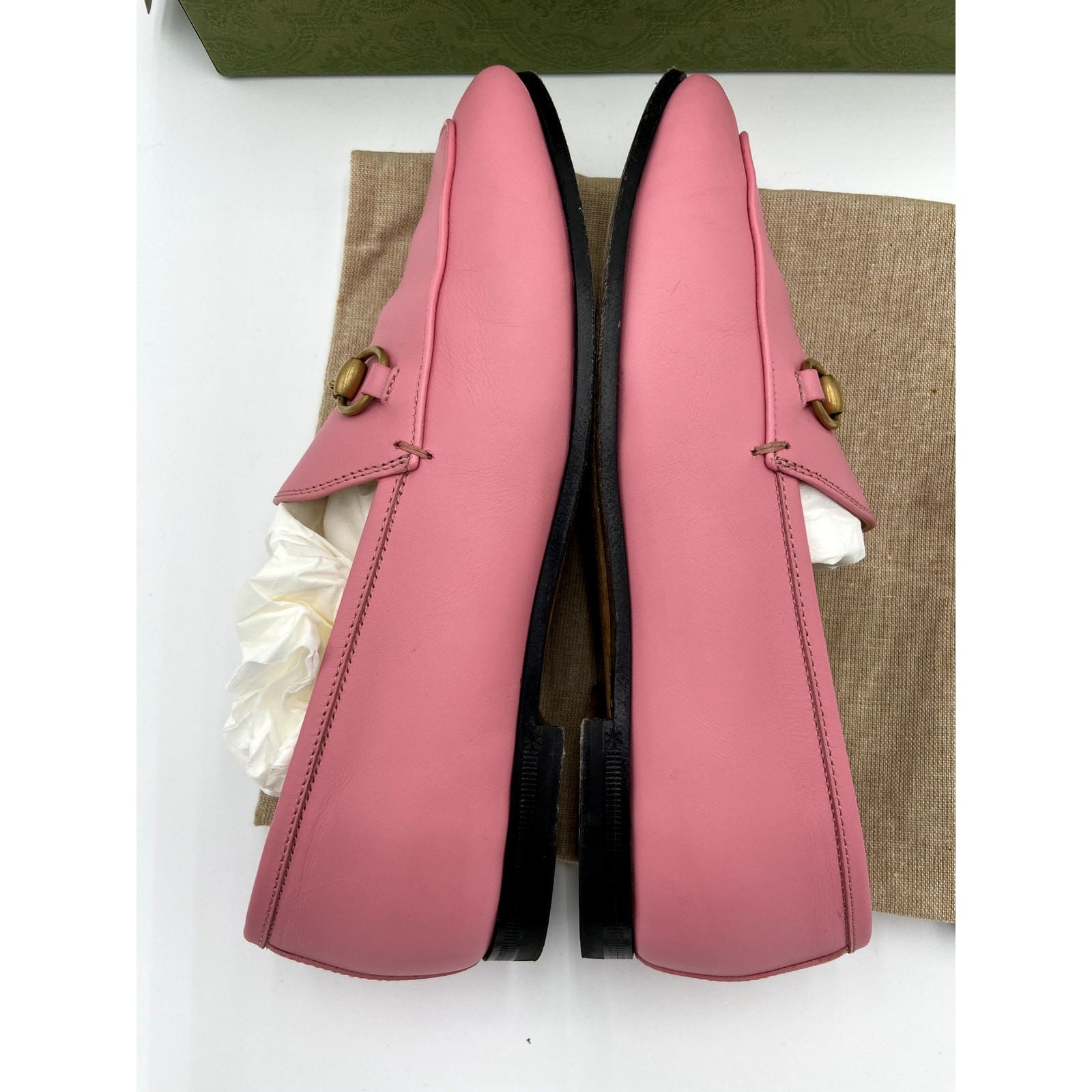 Gucci Jordaan Leather Loafers Shoes Butterfly Pink size 36 thumbnail 7