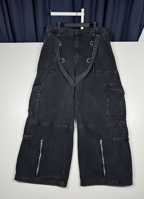 ROMWE Bondage Black Wide Leg Jeans size Women's 3XL  -   35x31 
