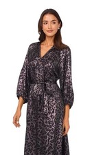Vince Camuto Metallic Leopard Dress 3/4 Sleeve Women’s Maxi Sz Large