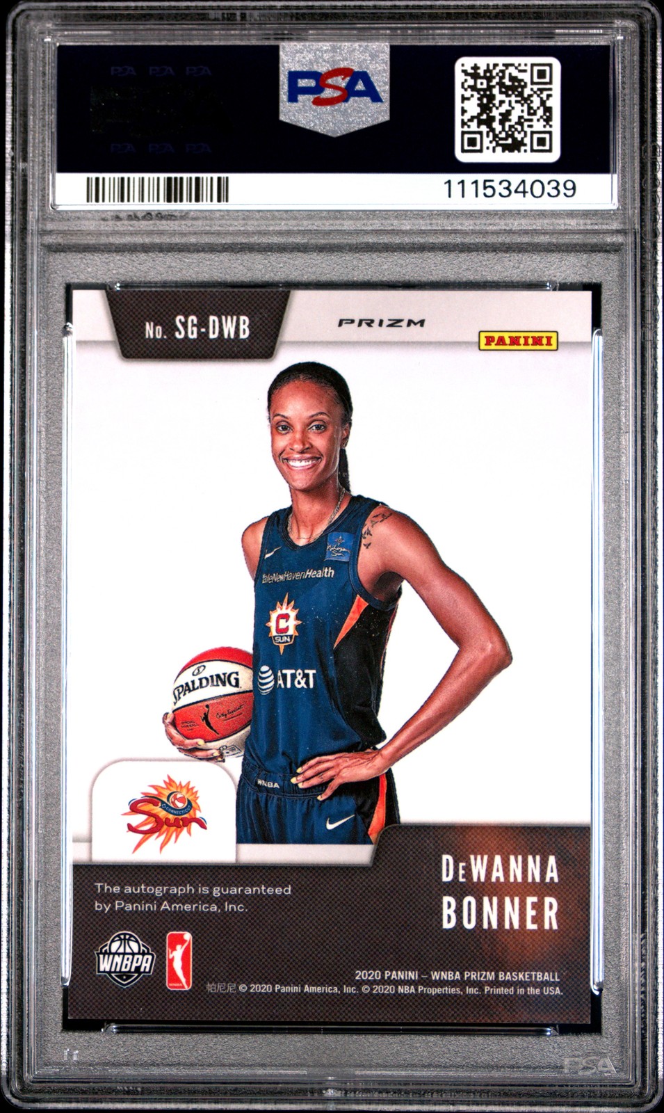 2020 Panini Prizm Wnba #SGDWB Dewanna Bonner Signatures GREEN AUTO PSA 10 view 2