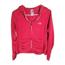 The North Face Full Zip Fleece Hoodie Jacket Womens L Pink Thumbholes Spot