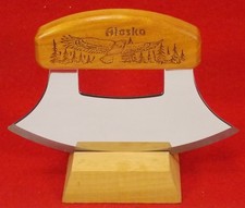 Alaska Ulu Food Chopper or Mezzaluna Eagle Handle & Stand  6"