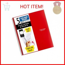 Five Star Spiral Notebook Study App, 5 Subject, College Ruled Paper, 8-1/2" x