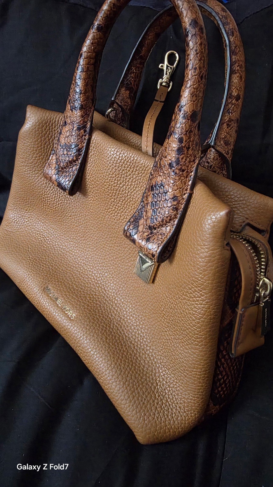 Michael Kors Python Embossed Satchel Bag Leather … - image 1