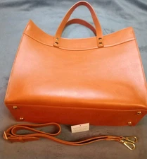 William -Sonoma Mark-Graham Essential Leather Tote Handbag Camel NWOT