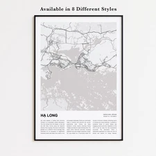 Hạ Long City Map Print, Quảng Ninh Travel Poster, Modern Map, Wall Decor Art
