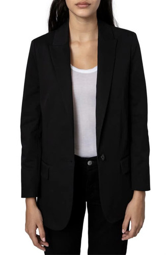 Blazer donna Zadig & Voltaire nero cotone elasticizzato taglia 4 US
