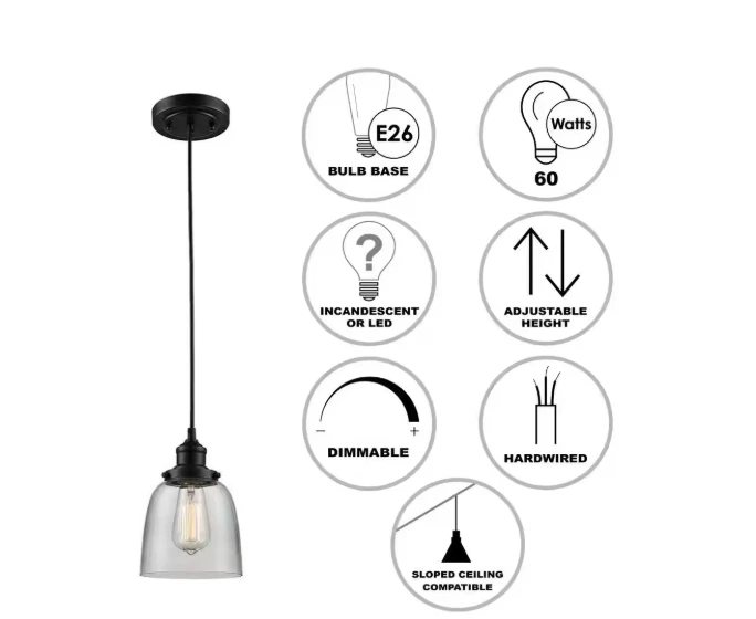 Мини-кулон Monteaux 1 лампа полированная маслом бронза с прозрачным стеклянным абажуром - Изображение 3 из 4