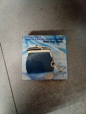 Faux Leather Crocodile Triple Frame Coin Purse W/Key Chain