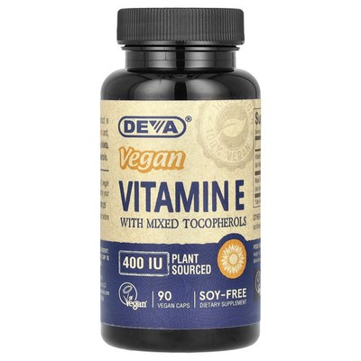 Vegan Vitamin E with Mixed Tocopherols, 400 IU, 90 Vegan Caps