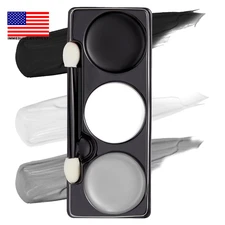 Halloween Makeup Palette 3 Colors Skeleton Face Body Paint with Double-Headed Br
