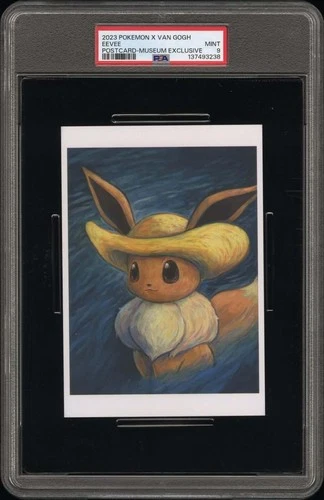 2023 POKEMON X VAN GOGH POSTCARD EEVEE MUSEUM EXCLUSIVE PSA 9