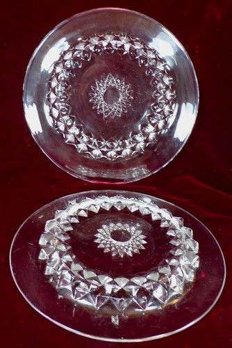 2 Amazon Dessert Plates Sawtooth Band Bryce Bros Clear Glass EAPG 1890 Antique - Picture 5 of 6