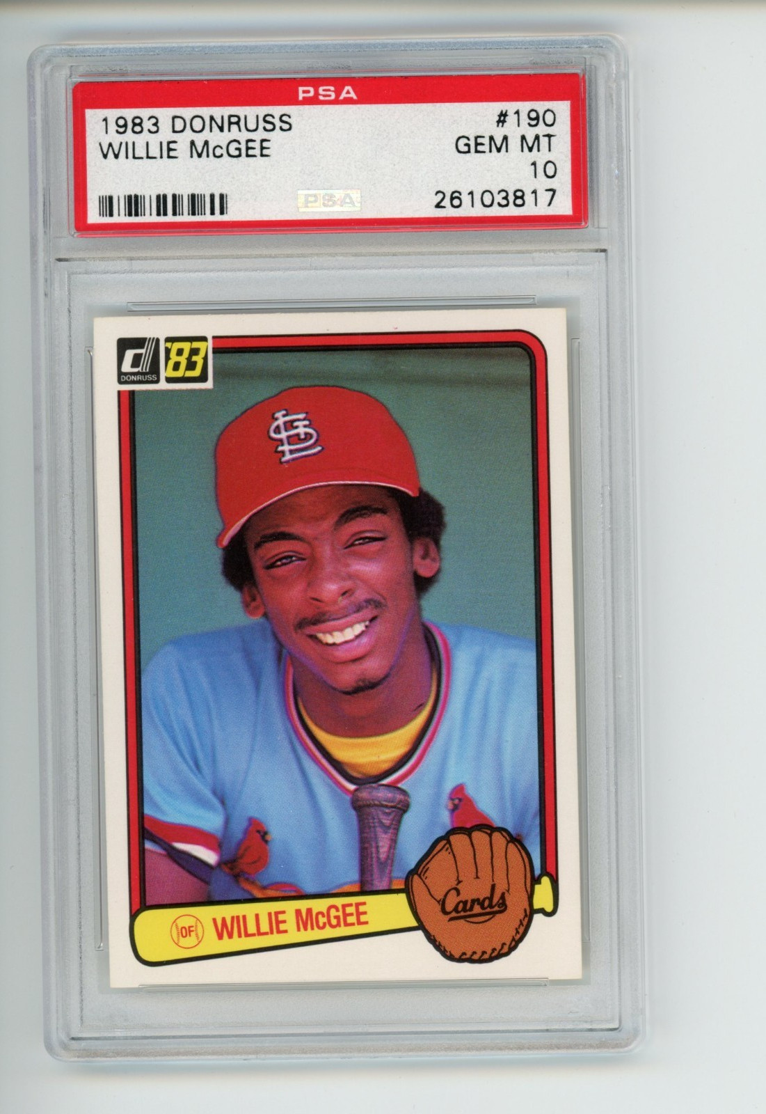 1983 Donruss Willie McGee #190 St Louis Cardinals PSA 10 GEM