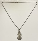 925 Sterling Hammered Teardrop Pendant Rolo Chain Necklace 6.1g — photo 1