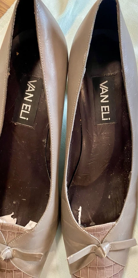 Vintage shoe lot 3 heel Lace Leather Unique VAN ELi NICKELS BANDOLINO - Image 3 of 4