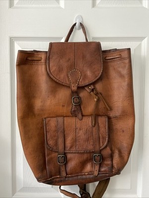 Brown Vintage Real Genuine Leather Rucksack Unisex Backpack