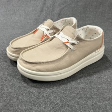 Hey Dude Wendy Rise Chambray Sandshell Women s US 6 Platform Slip On Shoe