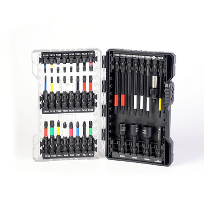 Impact Bit Set Stroxx 37-teilig mit Farbring, Torsionszone und S2-Stahllegierung