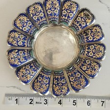 Antique Russian Imperial Sterling Silver 24k Guilloche Enamel Dish 224g Scrap?