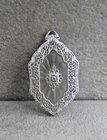 Vintage Camphor Glass Silver Tone Pendant With Rhinestone Costume Jewelry