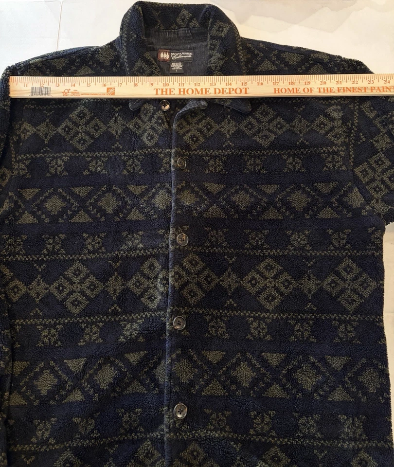Chaqueta grande Banana Republic Cabinwear Aztec Southwest para hombre verde azul Foto 3 de 4