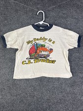 Vtg 1970s CB Trucker Single Stitch Ringer T-Shirt Childs Size M-10 Hanco Dodson