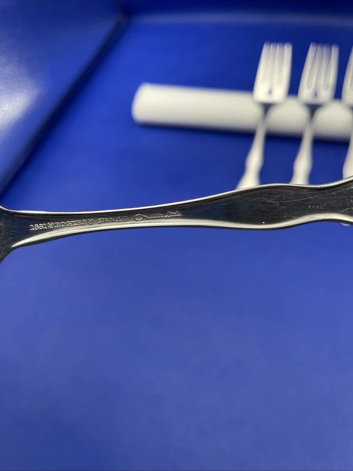 Tenedor de ensalada de acero inoxidable Oneida TWILIGHT estilo satinado 1881 Rogers Ltd cubiertos lote 3 Foto 4 de 4
