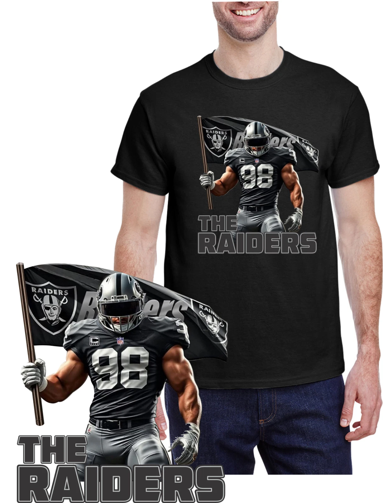 New / Las Vegas Raiders Flag Tee / T shirt