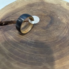 Black Tungsten Carbide Men's Whiskey Barrel Oak Wood Wedding Band Ring  Size 10