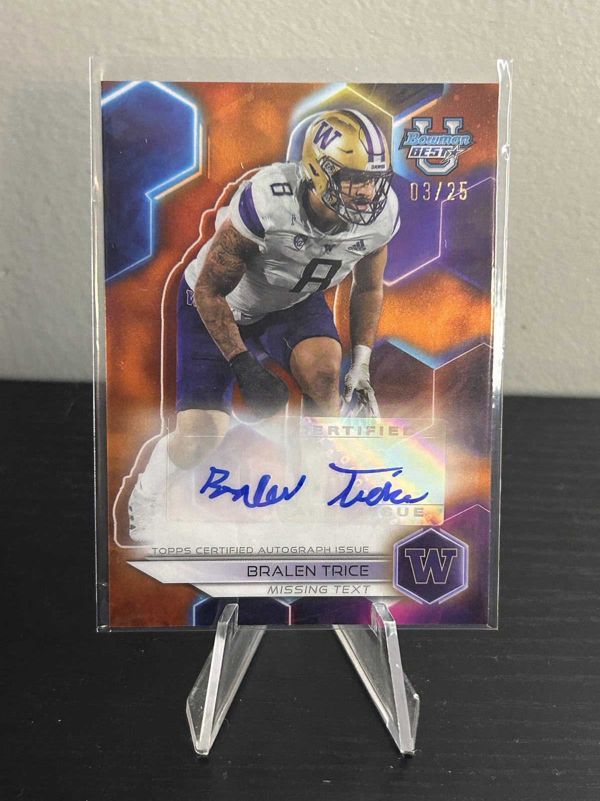 2023 Bowman University Best #BOA-BTR Bralen Trice Best of 2023 Auto Orange #/25