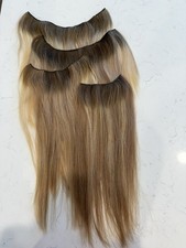 Real Hair Ombre Sew In Extensions Set Golden Brown Blond Light Brown 4pcs